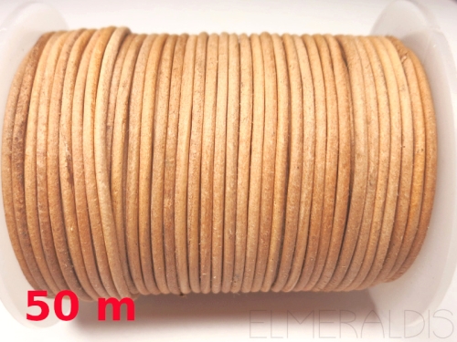 1 mm Lederband Natural hellbeige ungefärbt 50m