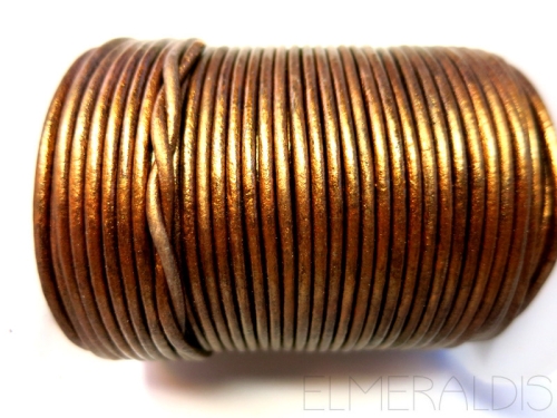 1 mm Lederband Metallic Bronze dunkelbraun 1m
