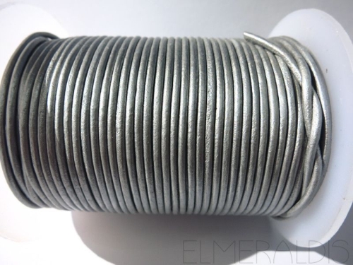 1,5 mm Lederband Metallic Silver silber 1 m