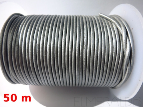 1,5 mm Lederband Silver Metallic silber 50m