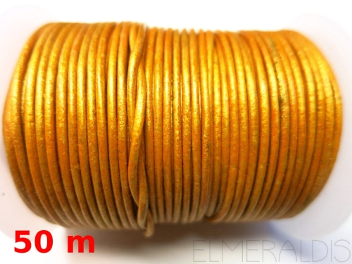 1,5 mm Lederband Metallic Gold hellgelb 50 m