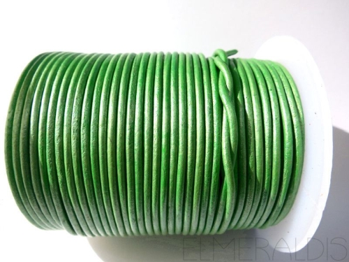 2 mm Lederband Metallic Olive Green 1 m