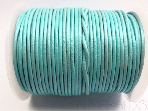 2 mm Lederband Metallic Pastel Blue 1 m