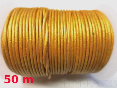 2 mm Lederband Metallic Golden goldfarben 50m