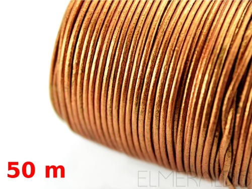 2 mm Lederband Metallic Light Copper kupfer 50m