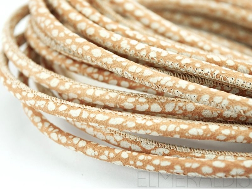 4mm Nappa Lederband Beige Snake Patch Style 20cm