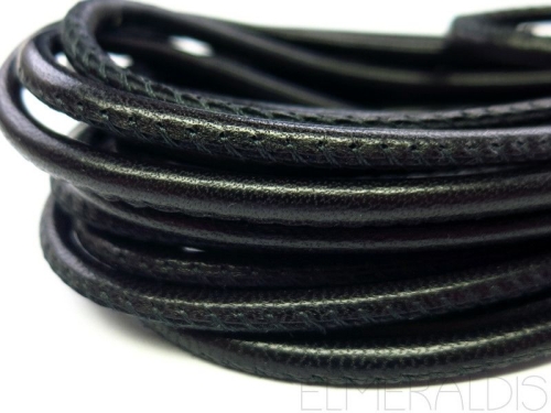4mm Nappa Lederband Black schwarz 20cm