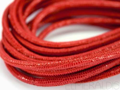 4mm Nappa Lederband Orange Red Snake Lizard 20cm