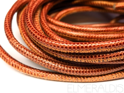 4mm Nappa Lederband Red Brown Snake 20cm