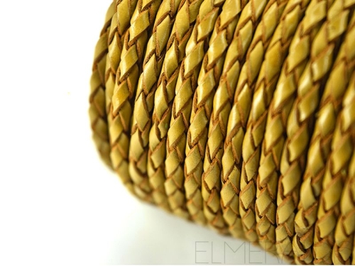 3 mm Lederband geflochten Mustard gelb 50 cm