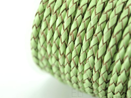 3 mm Lederband geflochten Light Mint grün 50 cm