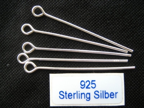4x Kettelstifte 925 Silber 45 mm x 0,7 mm
