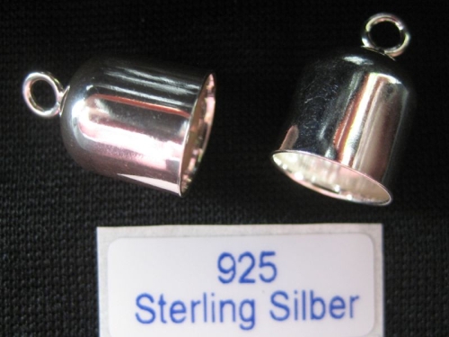 8 mm 2x  Endkappen 925 Silber