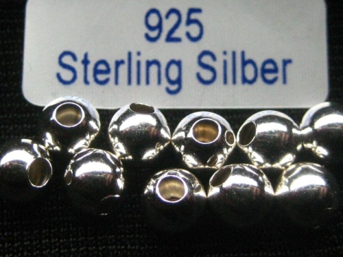 4 mm Perlen 925 Silber poliert 5x