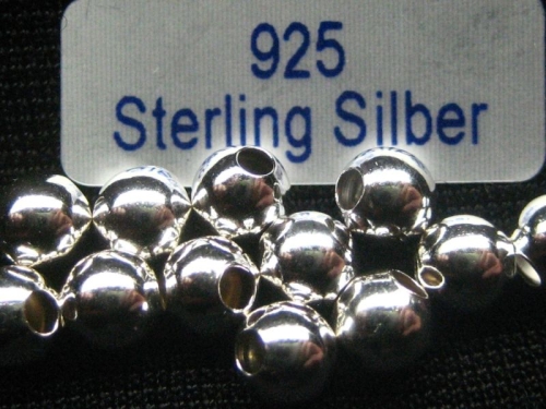 4 mm Perlen 925 Silber poliert 5x