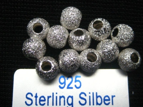 4 mm 5x Perlen 925 Silber diamant.