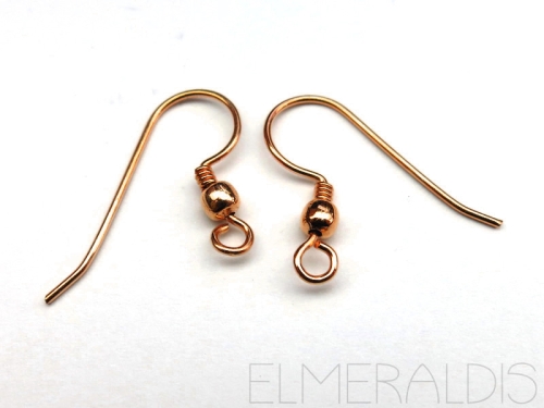 Ohrhaken 925 Silber Rosegold vergoldet mit Perle 2x