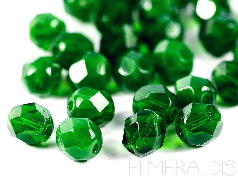 6mm feuerpol. Glasperlen Milky Dark Peridot 30x