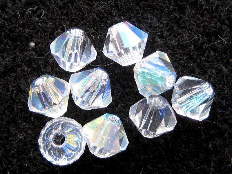4mm Bicone Glasperlen Crystal AB 20x