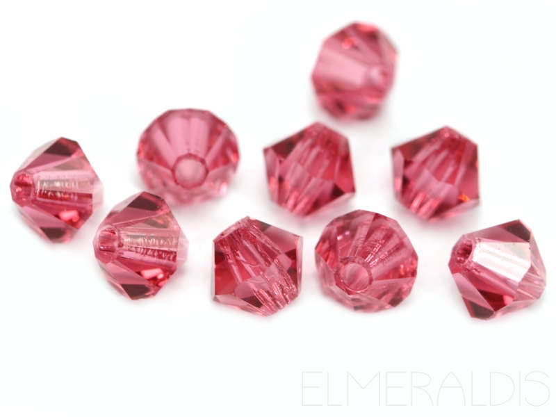 4mm Bicone Glasperlen Indian Pink rosa 20x