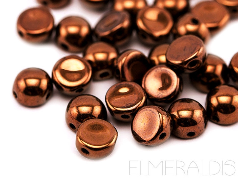 6mm Cabochons 2-Loch Jet Dark Bronze Full 10x