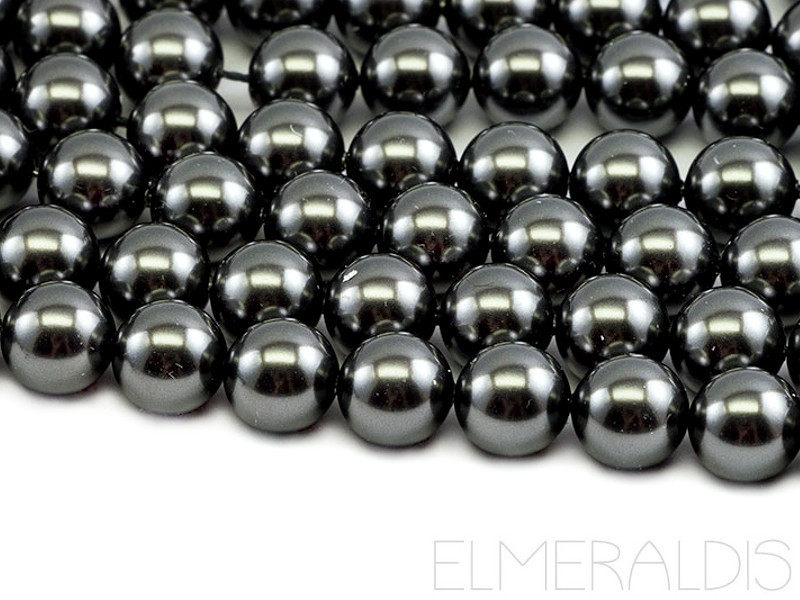 6mm Swarovski® Crystal Pearls Black Hematite schwarz 10x