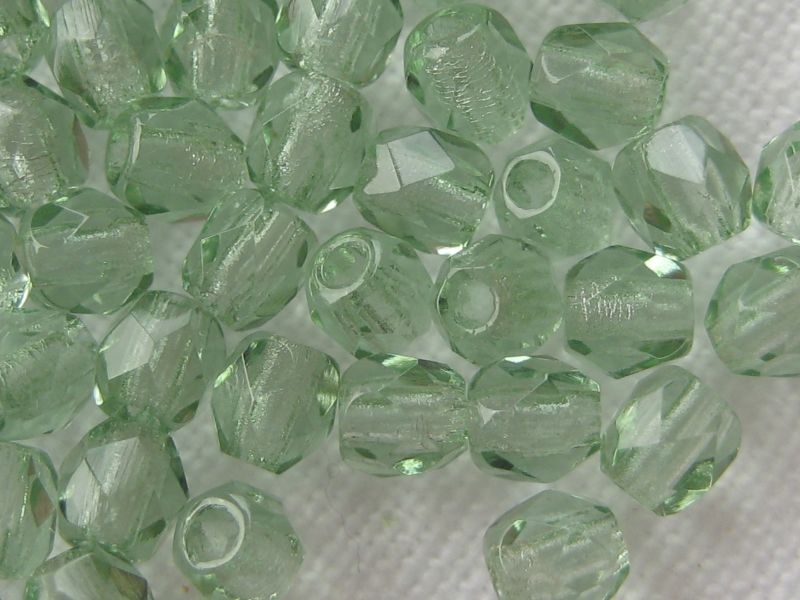 3mm 50 feuerpol Glasperlen Light Prairie Green