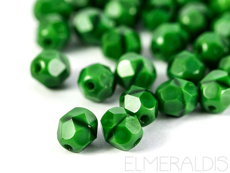 3mm 50 feuerpolierte Glasperlen Green Black grün