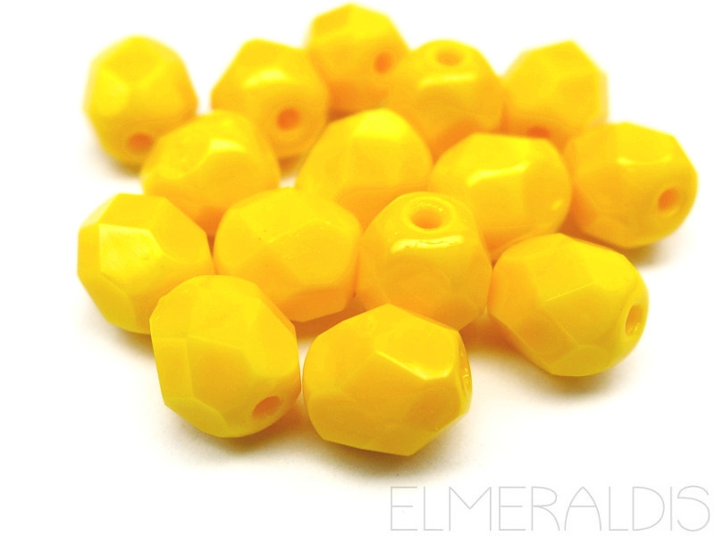 3mm 50 feuerpol Glasperlen Opaque Yellow