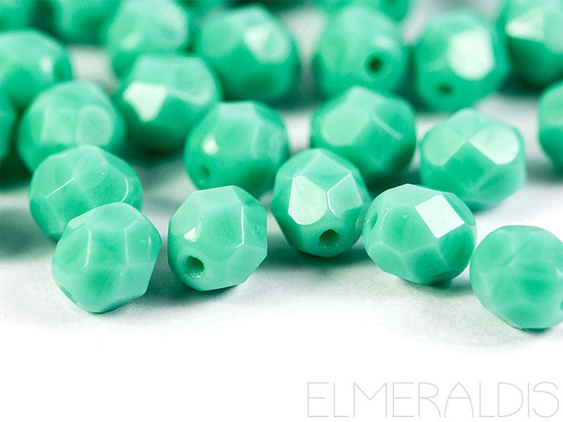 4mm feuerpolierte Glasperlen Turquoise Green Opaque 50x