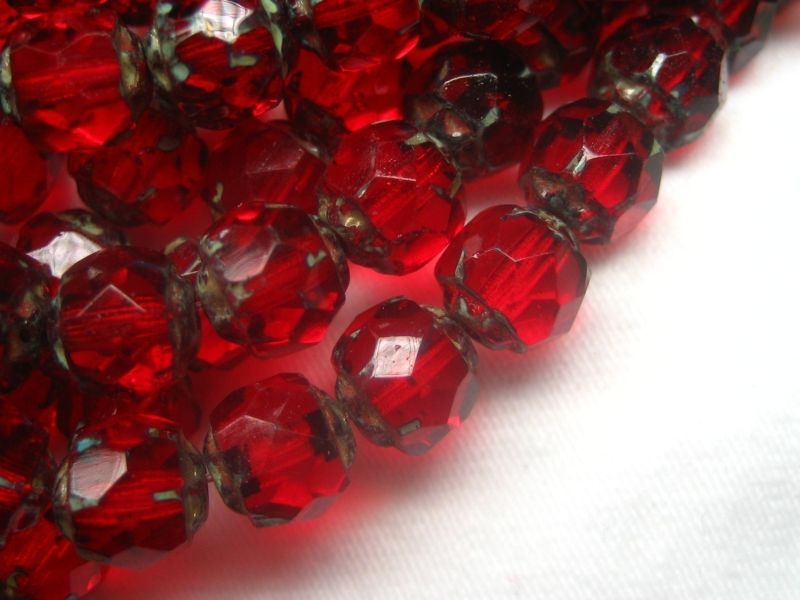 5x Renaissance Ruby Picasso Glasperlen