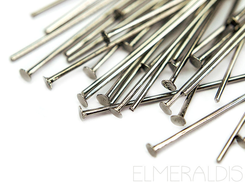 25mm Nietstifte Rhodium silberfarbe Kopfstifte 50x