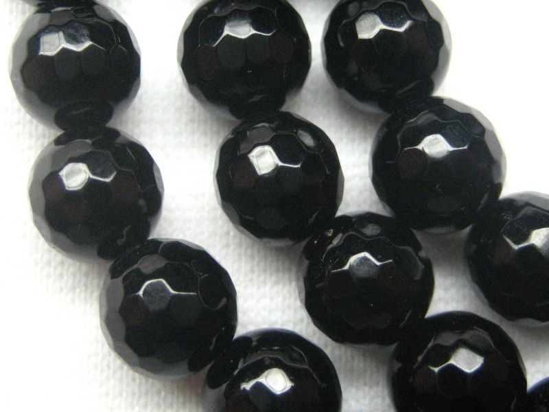 6mm 10 St Onyx Perlen schwarz rund facettiert