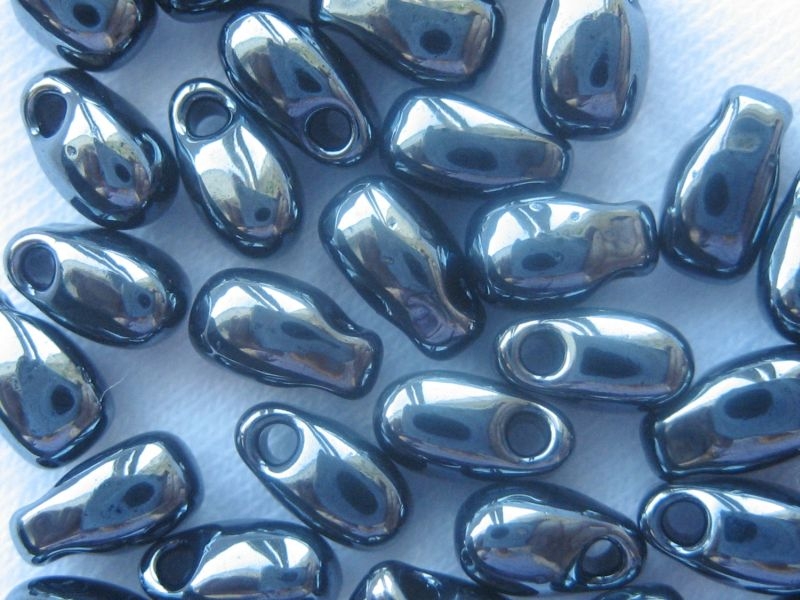 5,5 mm Long Drop Beads Miyuki Gunmetal Hematite grau 10g
