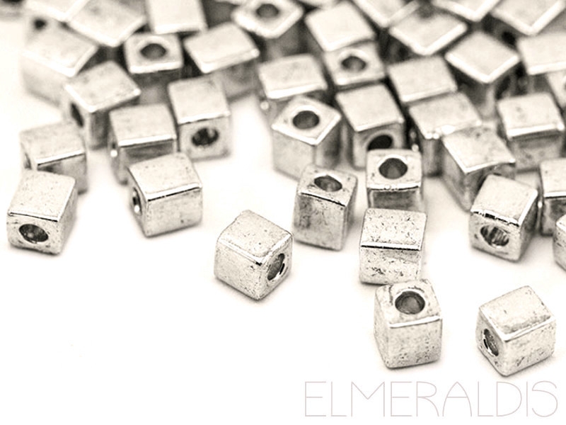 4mm Würfel Cubes MIYUKI Galvanized Silver 10g