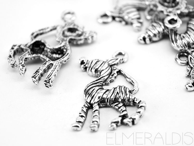 Zebra Pferd Charms Anhänger Metall silberfarben