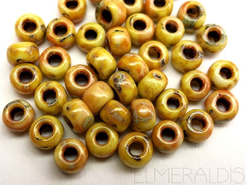 8/0 Rocailles Miyuki Canary Yellow Picasso 10g