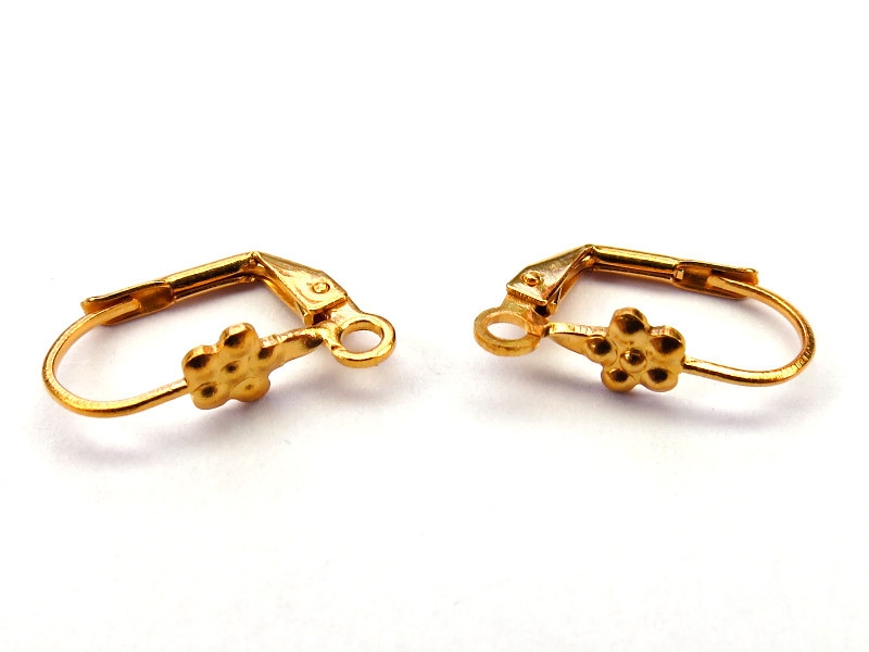 4 Ohrbrisuren goldfarben mit Blumen Ohrringe