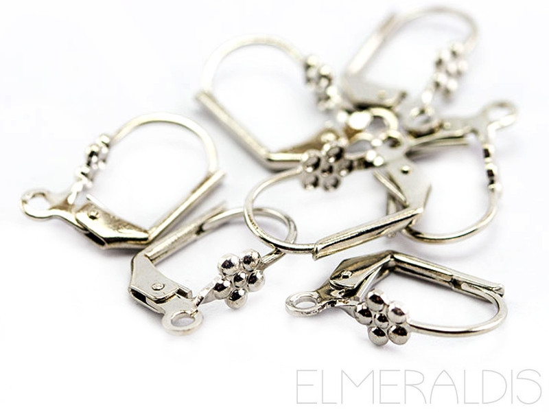 4 Ohrbrisuren Rhodium silberfarben mit Blumen