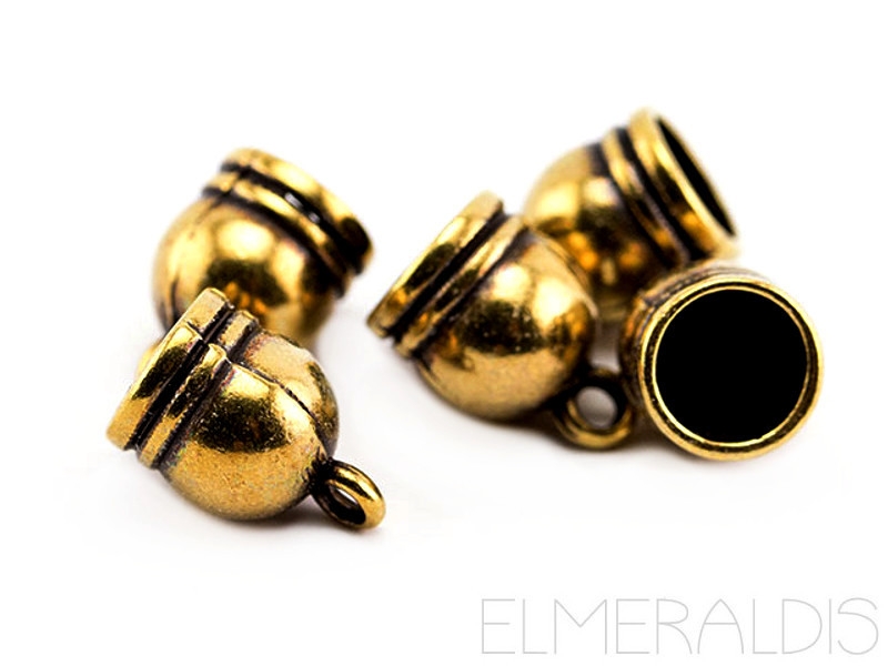 8mm Endkappen rund Bronze Brass Antique Zamak 2x