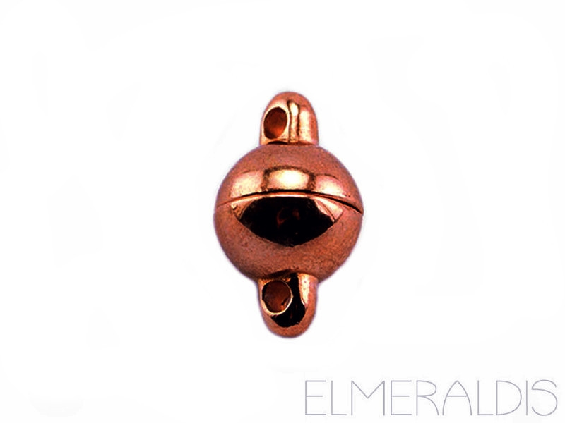 8mm Magnetverschluss Kugel rund Farbe Copper Antique kupferfarben Ösen