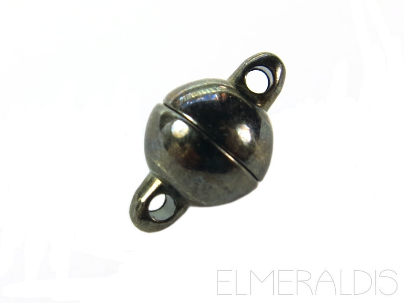 8mm Magnetverschluß rund Gun Metal Hematite Ösen