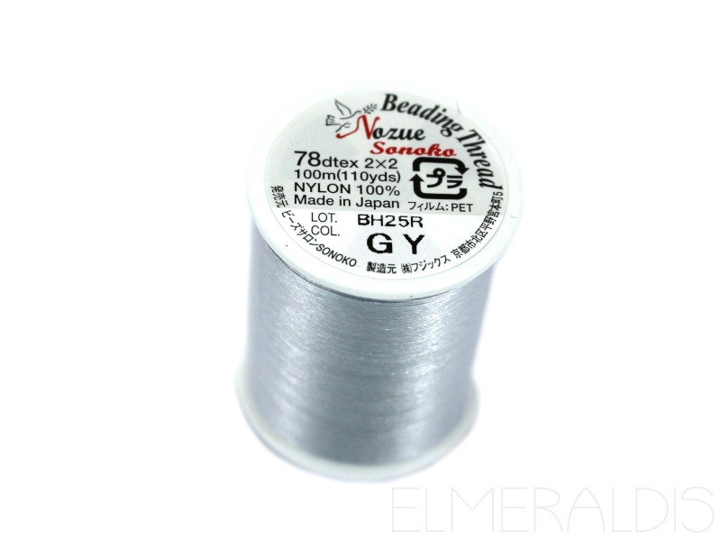 Nozue Sonoko Nylongarn Beading Thread Fädelgarn Light Grey Gray hellgrau silberfarben 100m