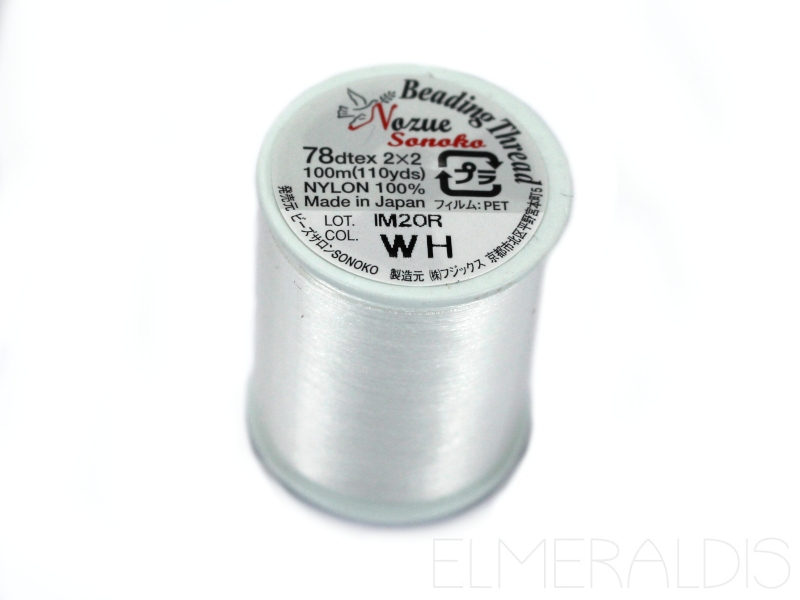 Nozue Sonoko Nylongarn Beading Thread Fädelgarn White weiss 100m