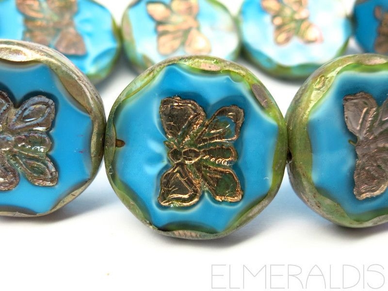 1x Butterfly Coin Cornflower Blue Picasso