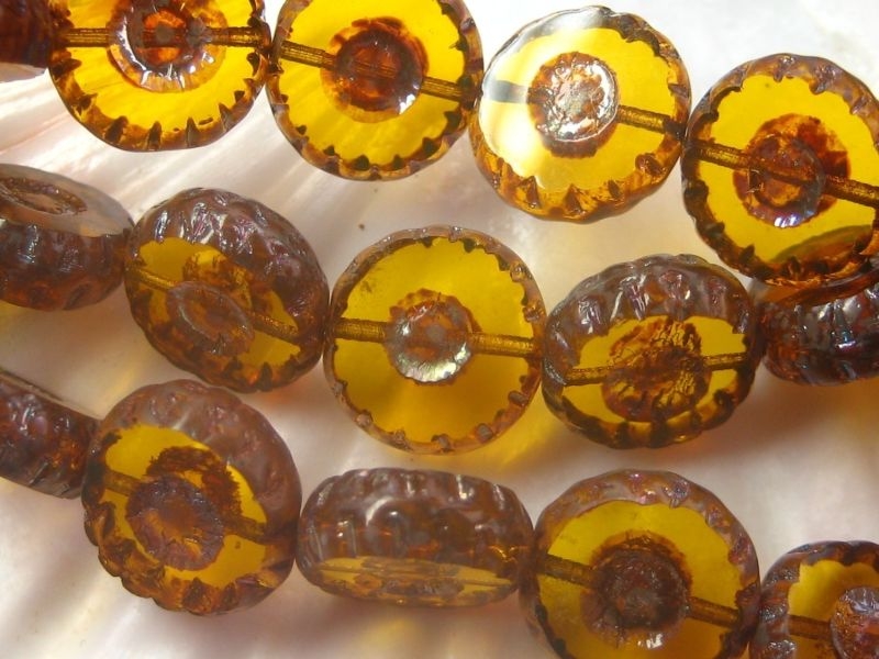 Mini Daisy Flowers Blumen Yellow Sun Picasso Glasperlen 2x