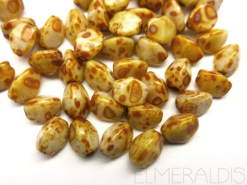 Pinch Beads White Dark Travertin Picasso weiss Glasperlen 5g