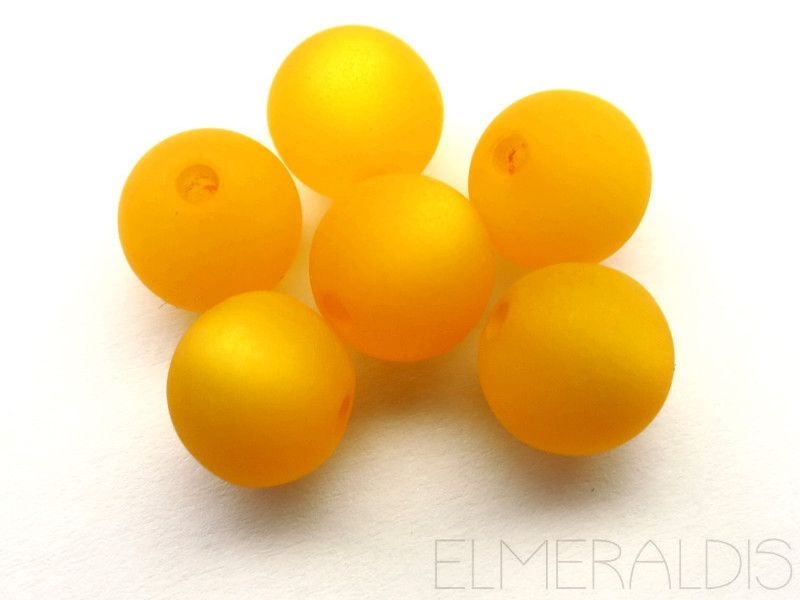 6mm 10x Polaris Perlen matt safran gelb