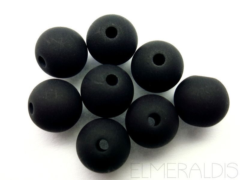 6mm Polaris Perlen matt schwarz black 10x
