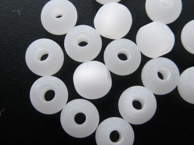 6mm 10x Polaris Perlen matt weiss white